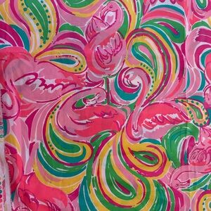 Lilly Pulitzer Vibrant All Nighter Flamingo cotton poplin 160”x56”